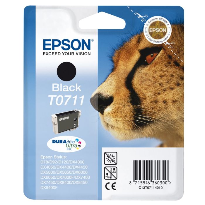 Epson T0711 Black Ink Cartridge - (Cheetah)