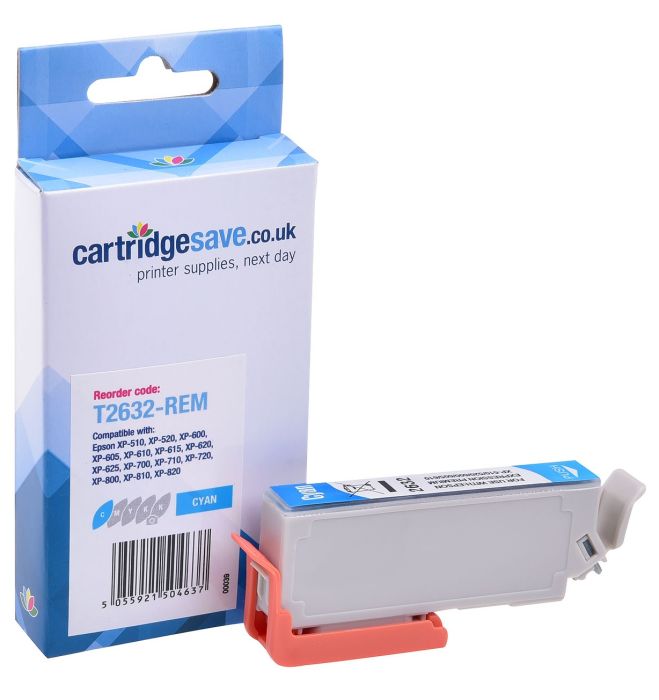 Compatible Epson 26XL Cyan High Capacity Ink Cartridge - (T2632 Polar Bear)