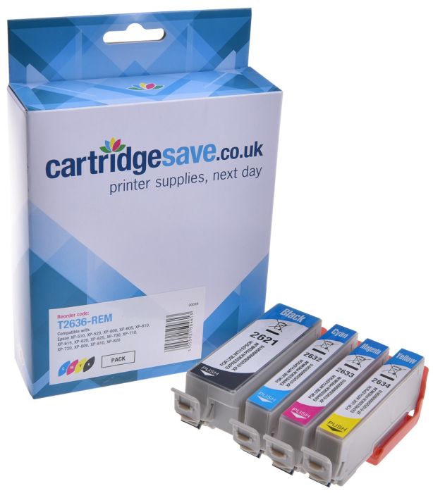 Compatible Epson 26XL 4 Colour High Capacity Ink Cartridge Multipack - (T2636 Polar Bear)