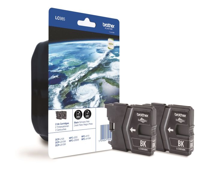 Brother LC985BK Black Ink Cartridge Twin Pack (LC985BKBP2)