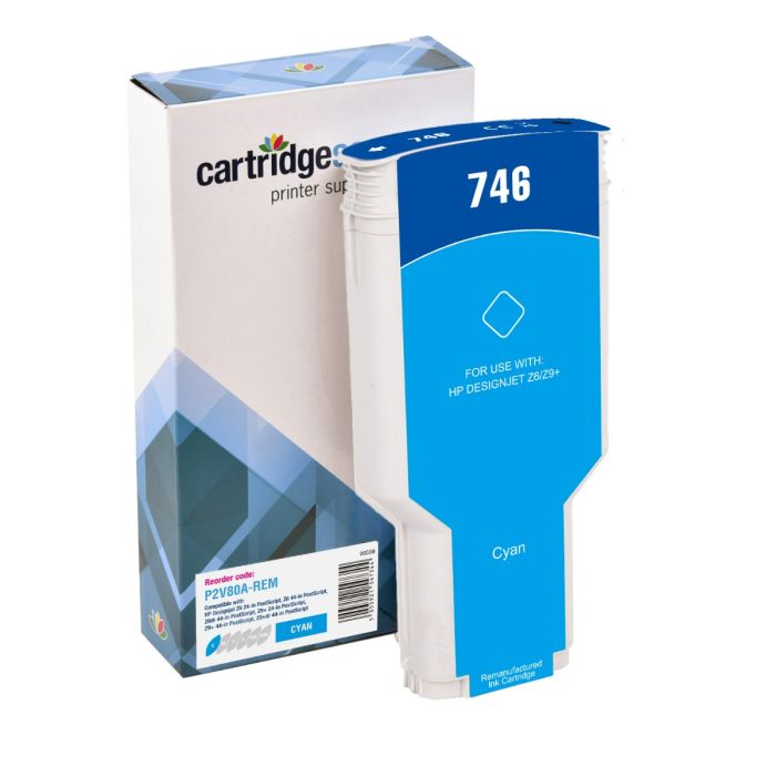 Compatible HP 746 Cyan Ink Cartridge - (P2V80A)