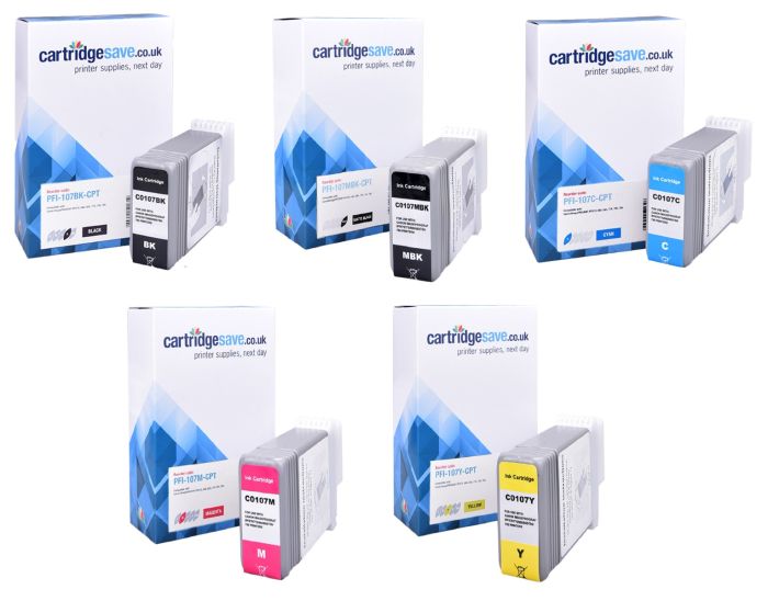 Compatible Canon PFI-107 5 Colour Ink Cartridge Multipack