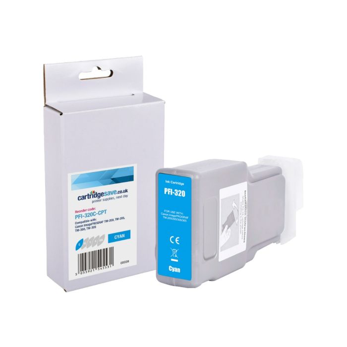 Compatible Canon PFI-320C High Capacity Cyan Ink Cartridge - (2891C001)