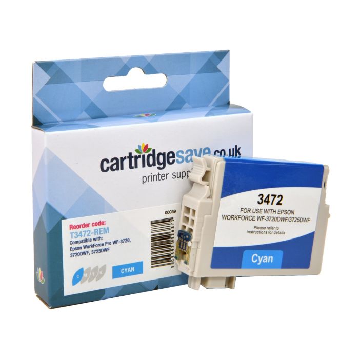 Compatible Epson 34XL High Capacity Cyan Ink Cartridge - (T3472 Golf Ball)