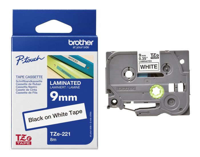 Brother TZe-221 Black On White Adhesive Labelling Tape 9mm x 8m