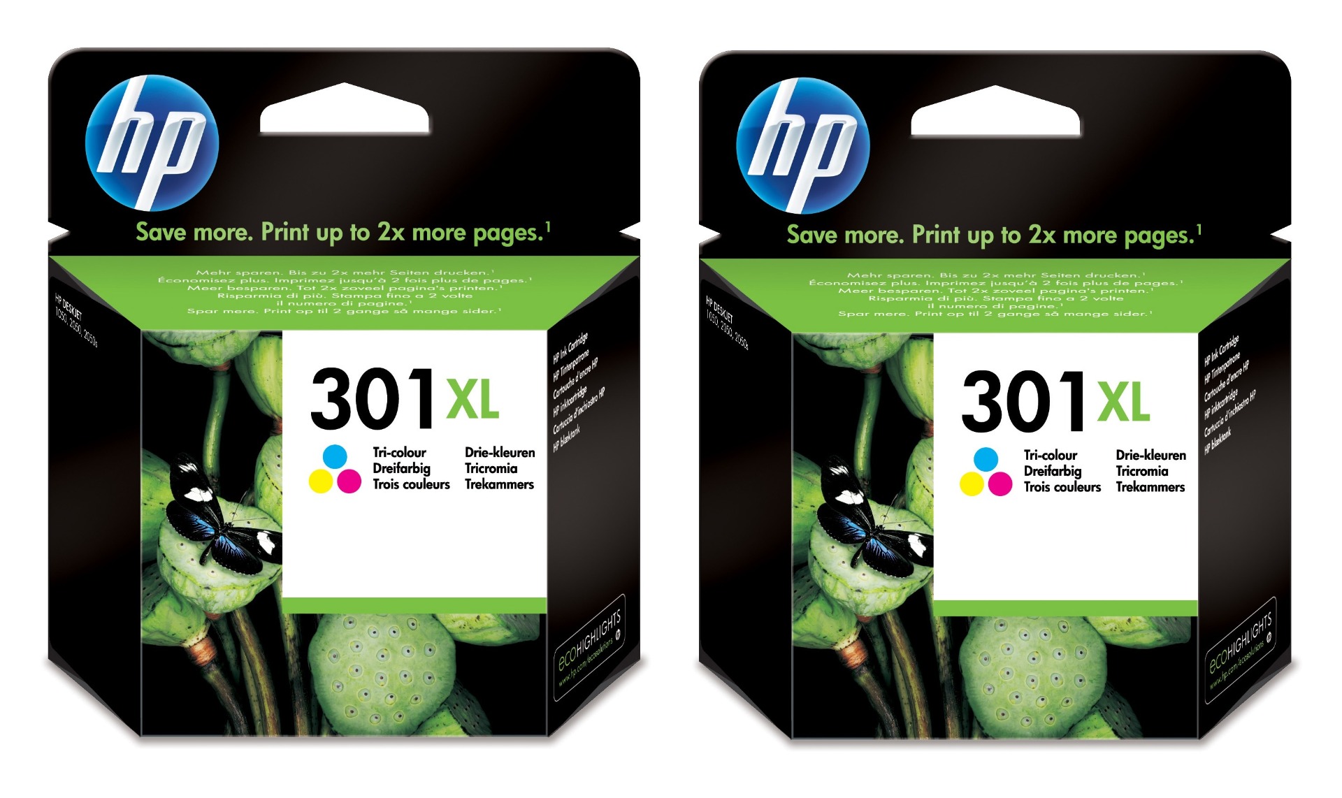 HP 301XL High Capacity Tri-Colour Ink Twin Pack - (D8J46AE)