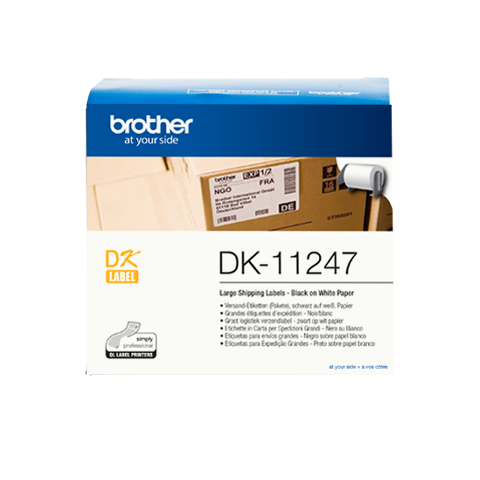 Brother DK-11247 180 x Black On White 103mm x 164mm Permanent Adhesive Large Shipping Labels