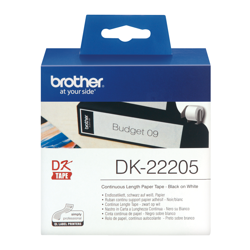 Brother DK-22205 Black On White 62mm x 30.48m Strong Adhesive Continuous Tape Paper (DK22205 Tape)