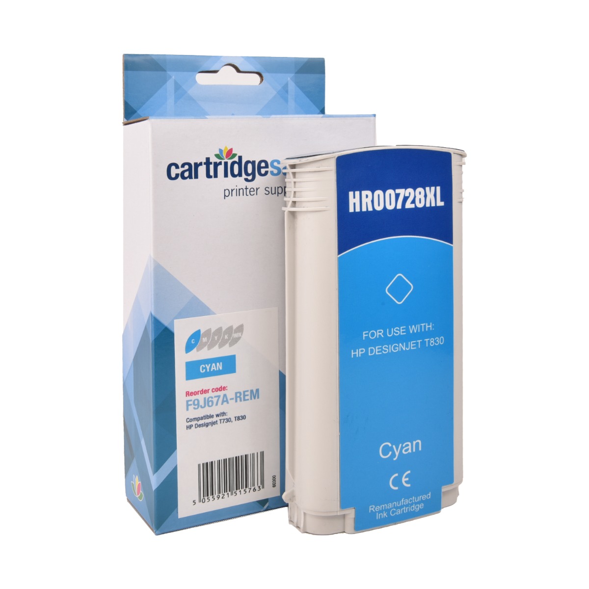 Compatible HP 728 Cyan High Capacity Ink Cartridge - (F9J67A)