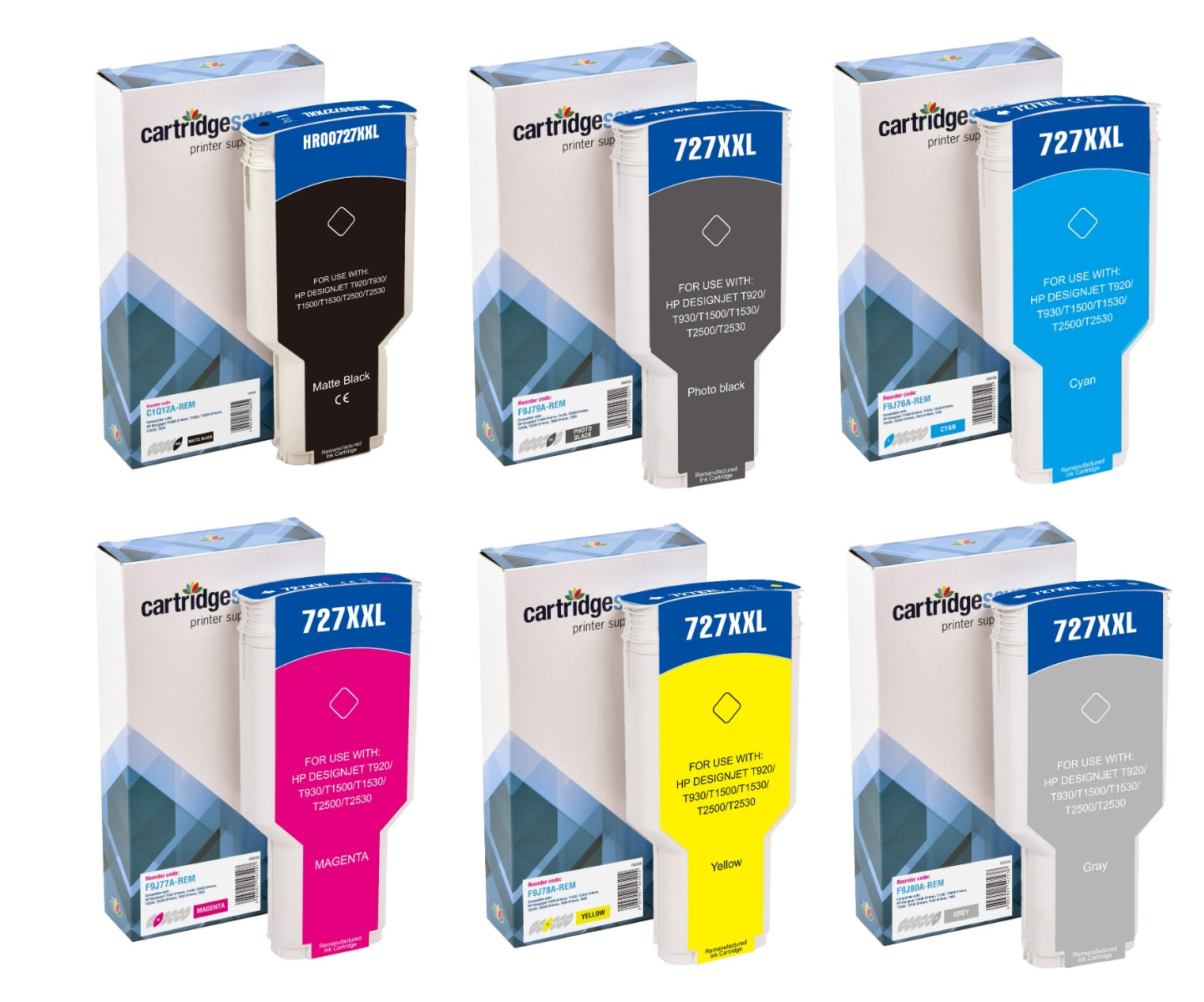 Compatible HP 727 Extra High Capacity 6 Colour Ink Cartridge Multipack