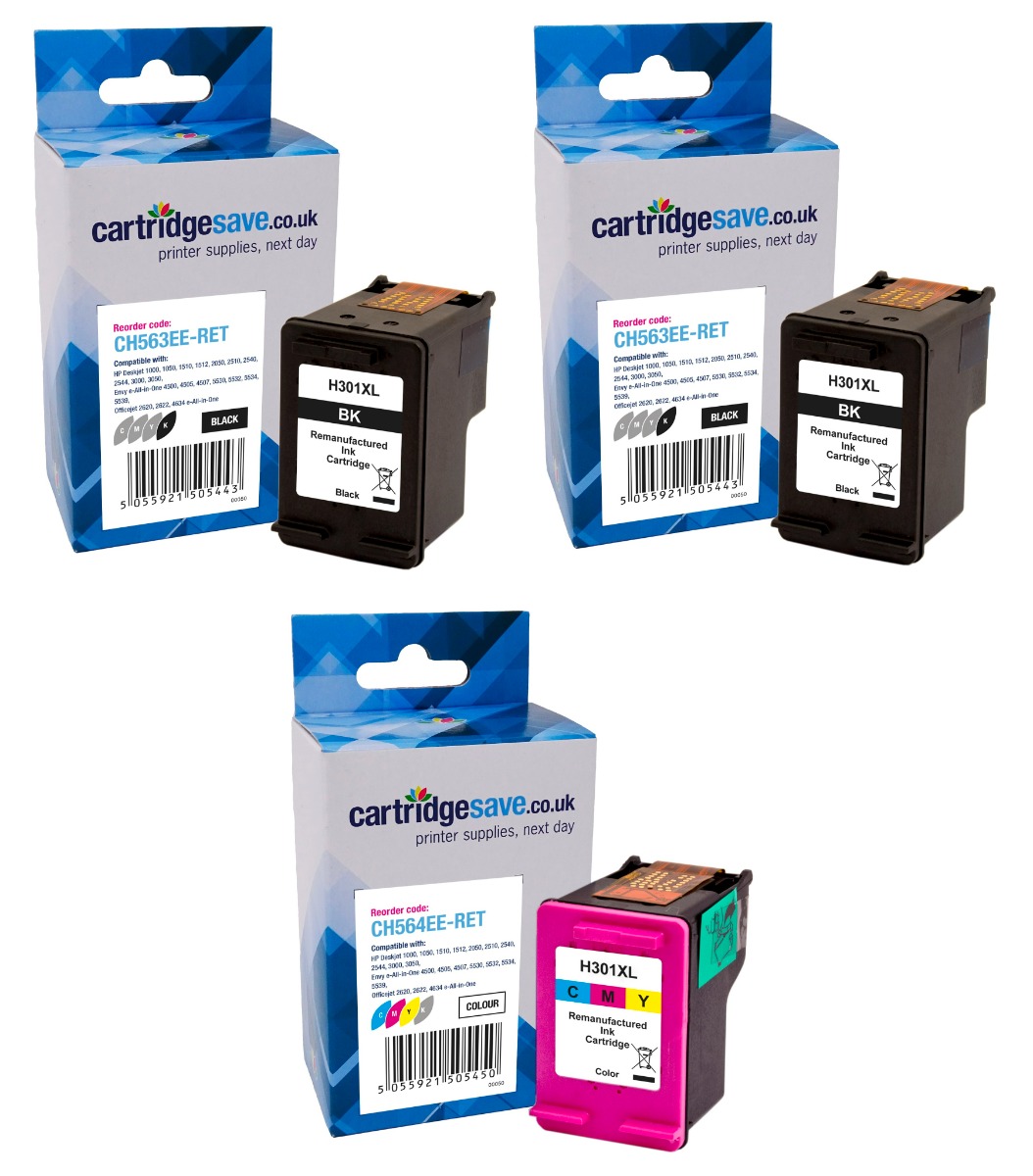 Compatible HP 301XL High Capacity 2 x Black & 1 x Tri-Colour Ink Multipack