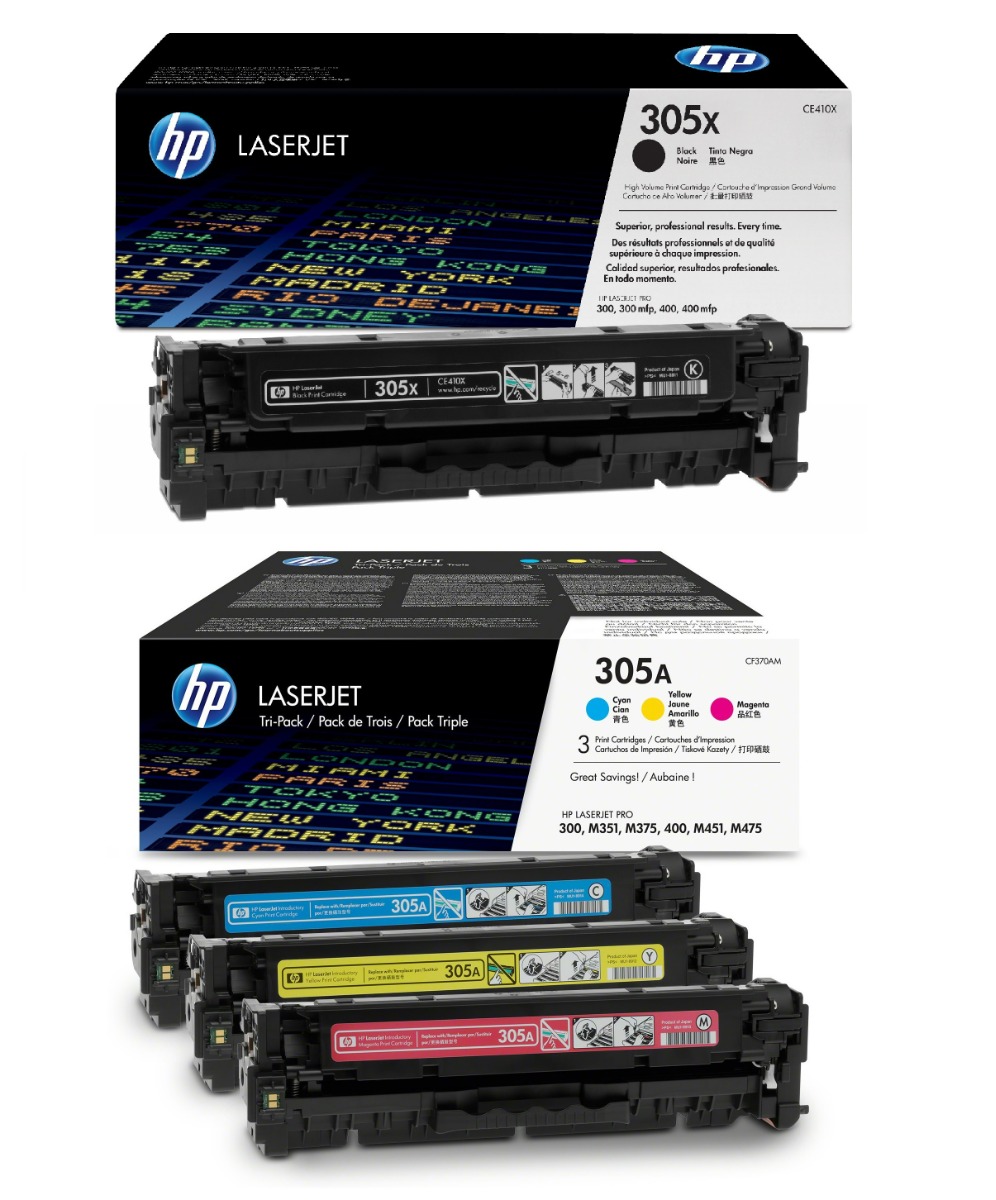 HP 305X / 305A 4 Colour Toner Cartridge Multipack (CE410X & CF370AM)