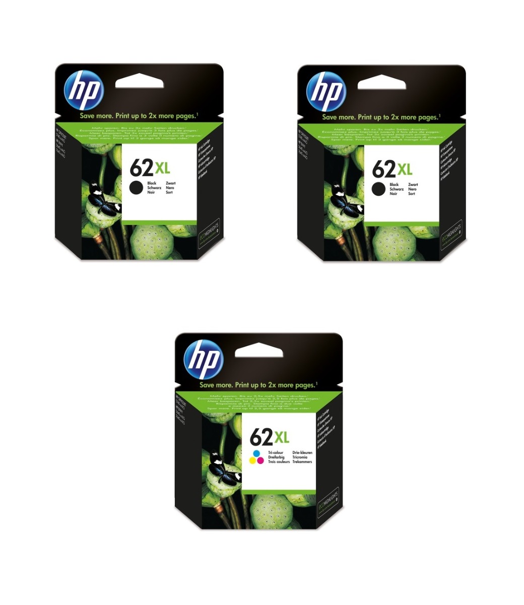 HP 62XL High Capacity 2 x Black & 1 x Tri-Colour Ink Cartridge Multipack