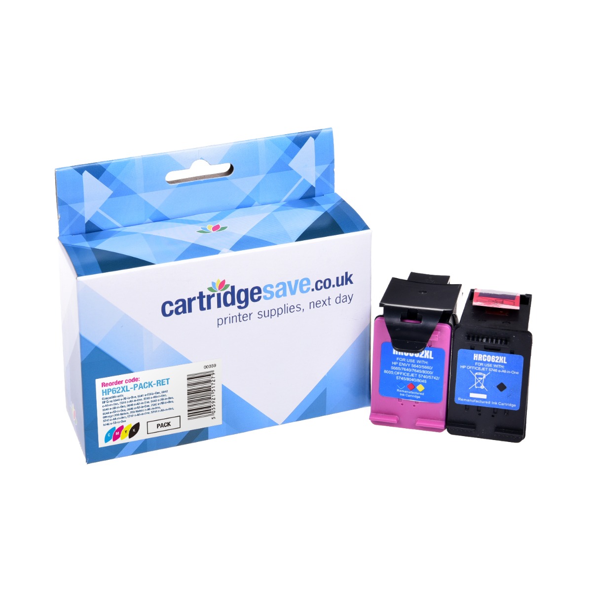 Compatible HP 62XL High Capacity Black & Tri-Colour Ink Cartridge Multipack - (C2P05AE & C2P07AE)