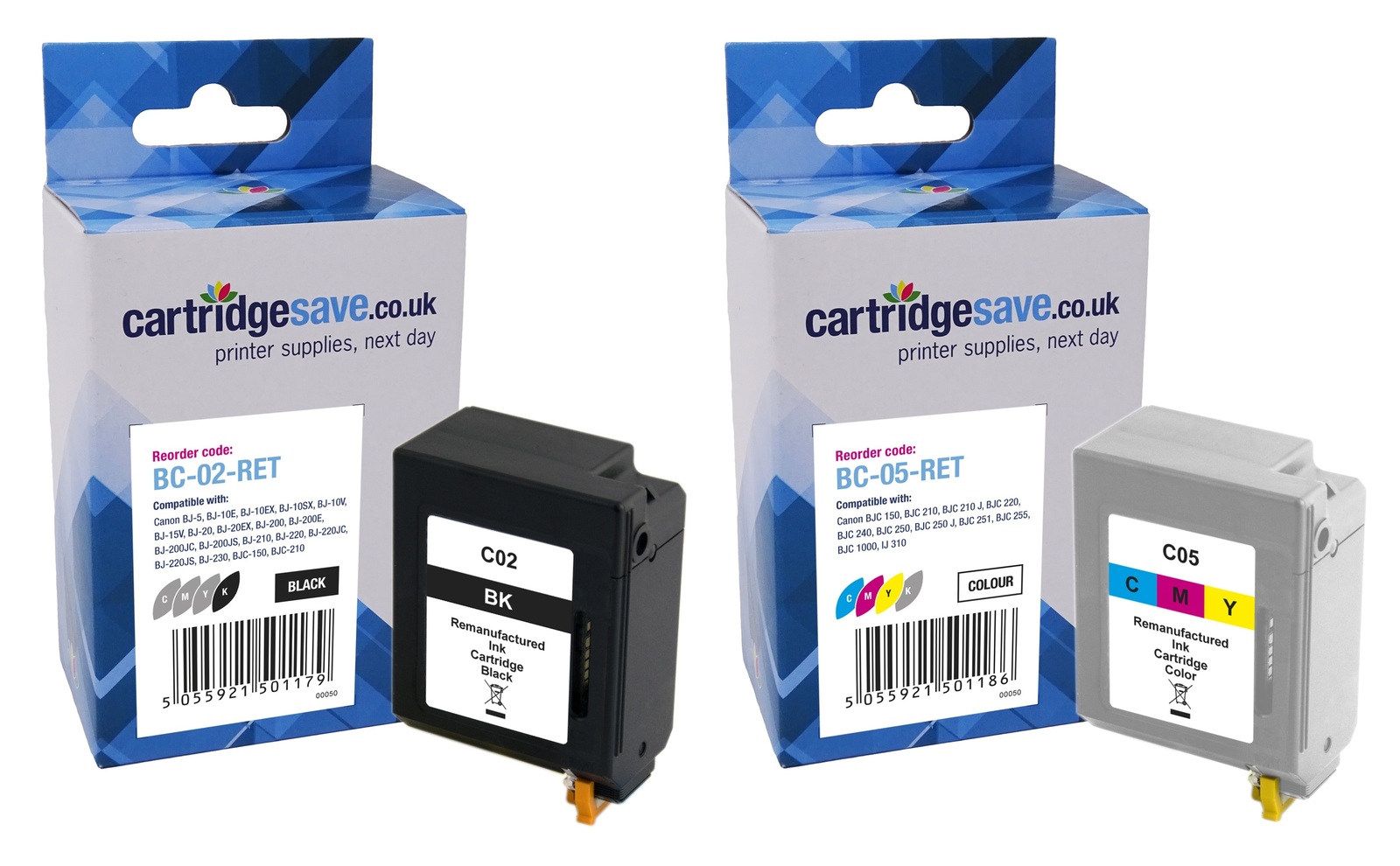 Compatible Canon BC-02 / BC-05 Black & Tri-Colour Ink Cartridge Multipack