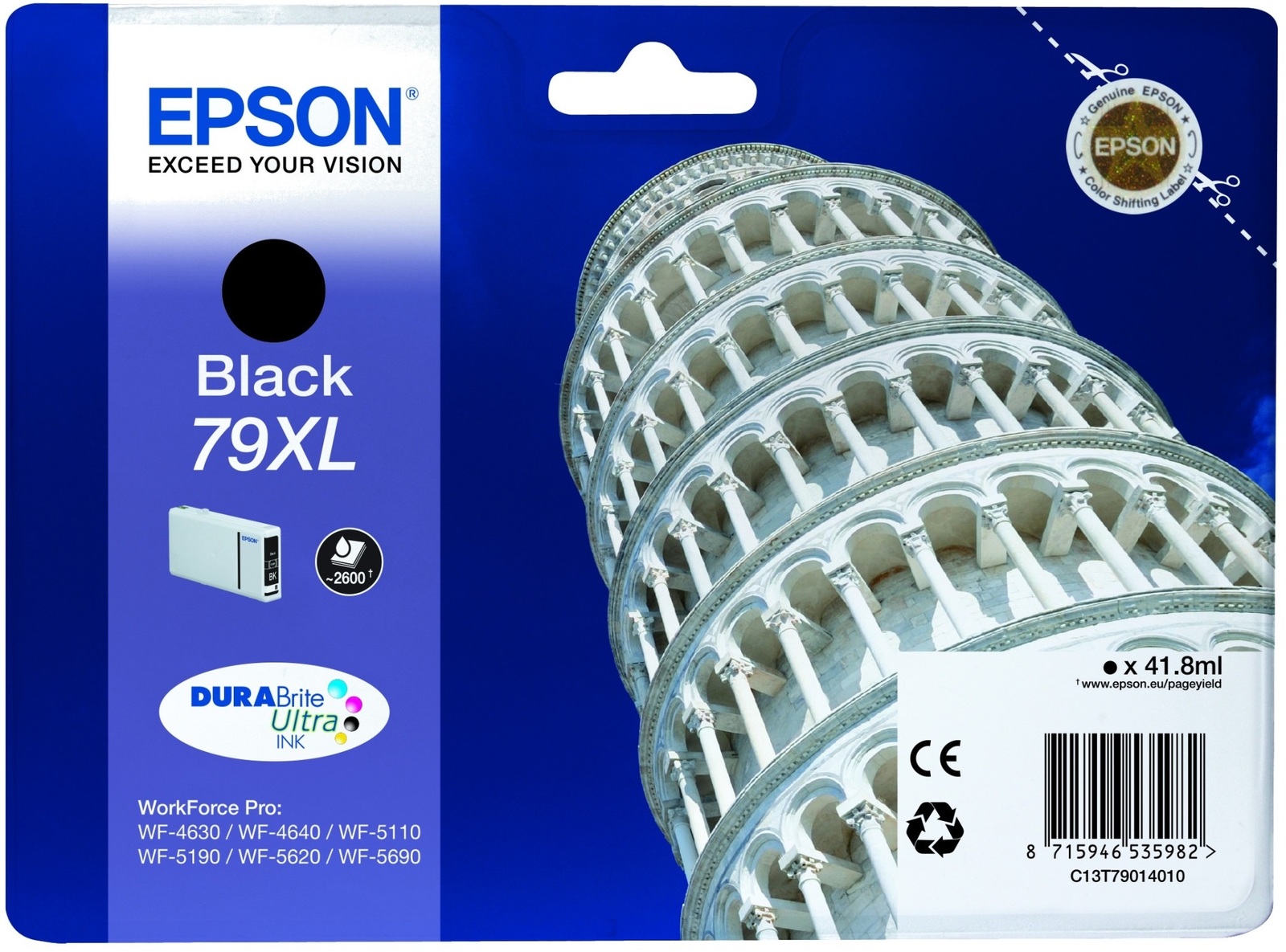 Epson 79XL High Capacity Black Ink Cartridge - (Tower of Pisa T7901)