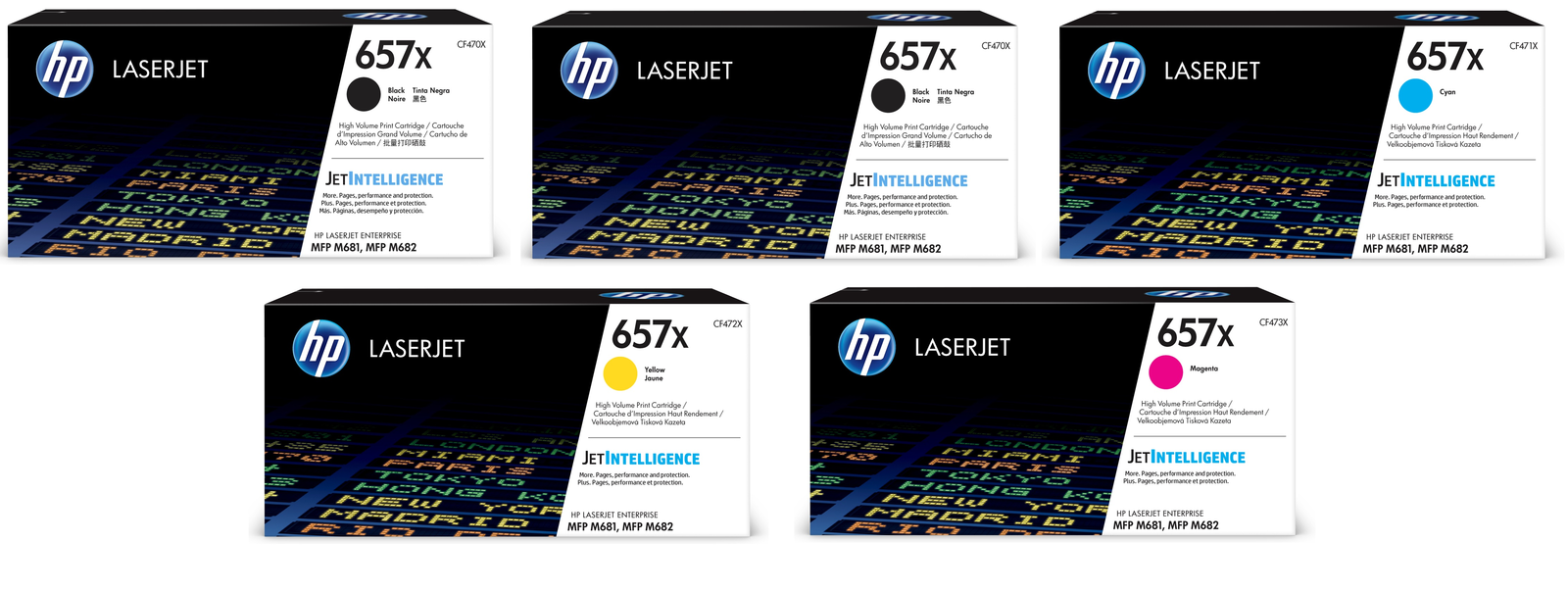 HP 657X High Capacity 5 Colour Toner Cartridge Multipack