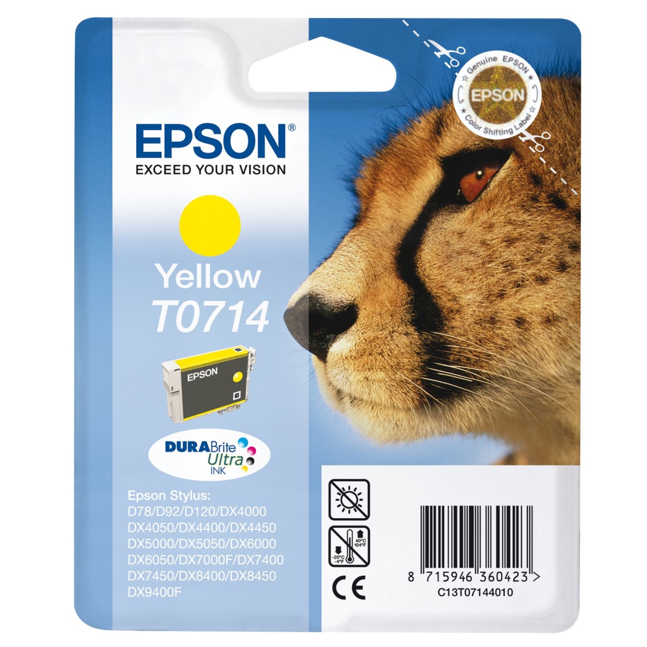 Epson T0714 Yellow Ink Cartridge - (T0714 Cheetah)