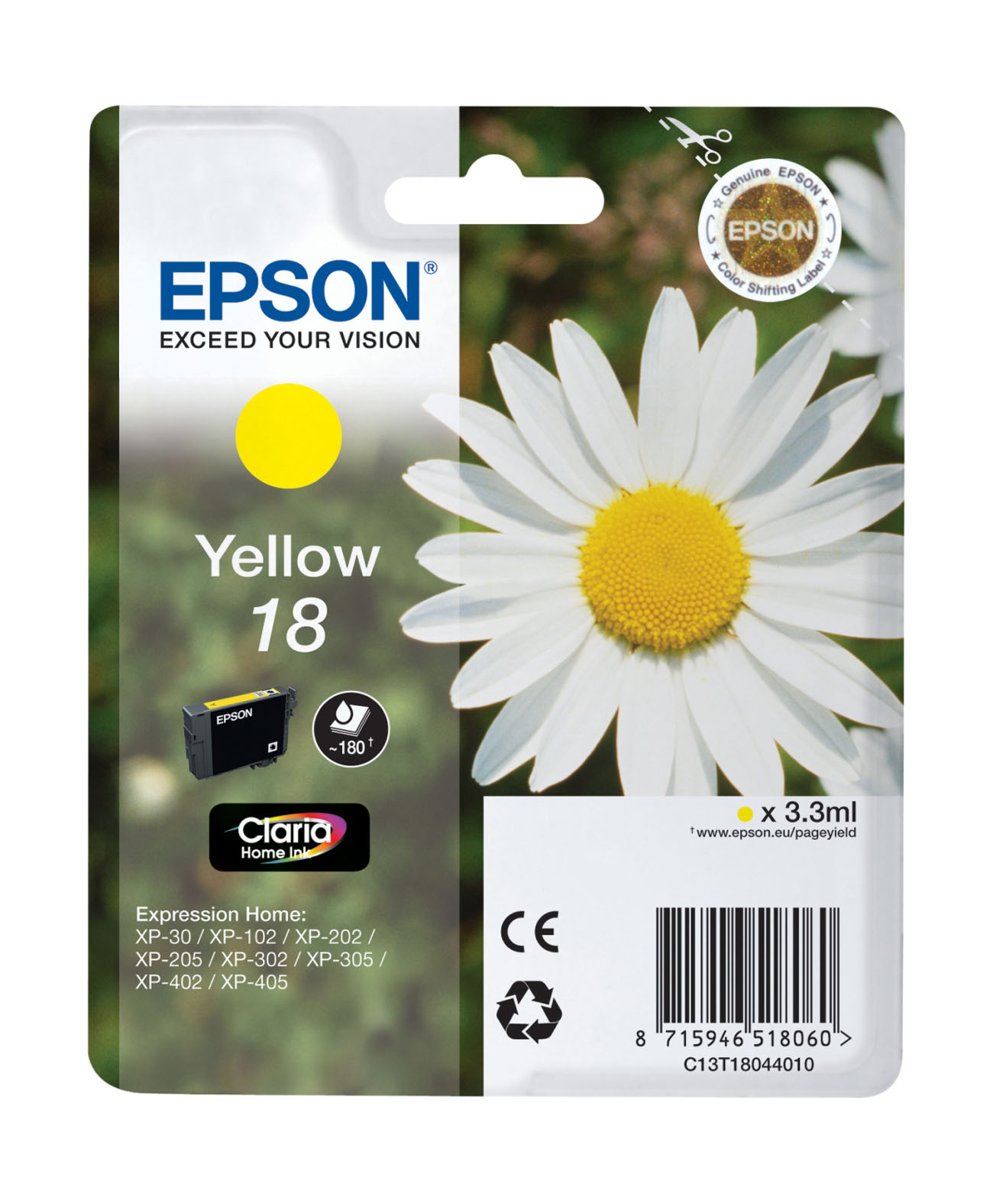 Epson 18 Yellow Ink Cartridge - (T1804 Daisy)