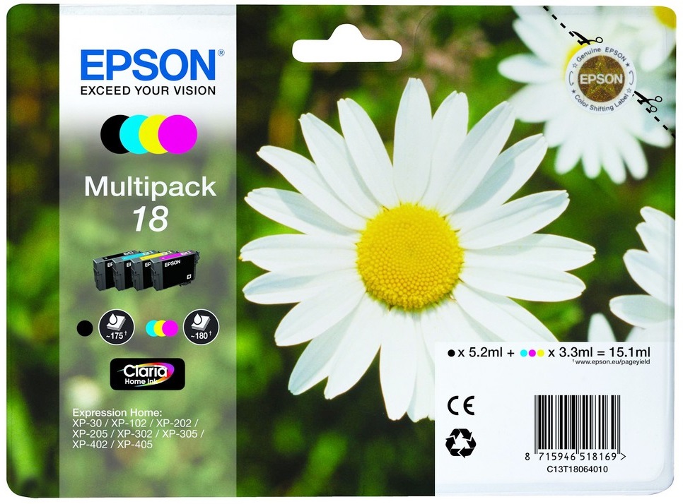 Epson 18 4 Colour Ink Cartridge Multipack - (T1806 Daisy)