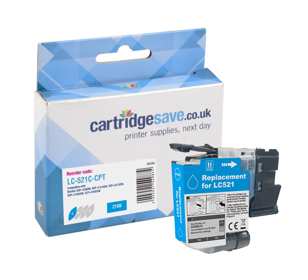 Compatible Brother LC-521C Cyan Ink Cartridge