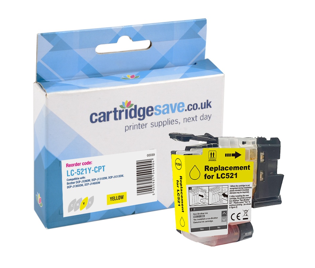 Compatible Brother LC-521Y Yellow Ink Cartridge 
