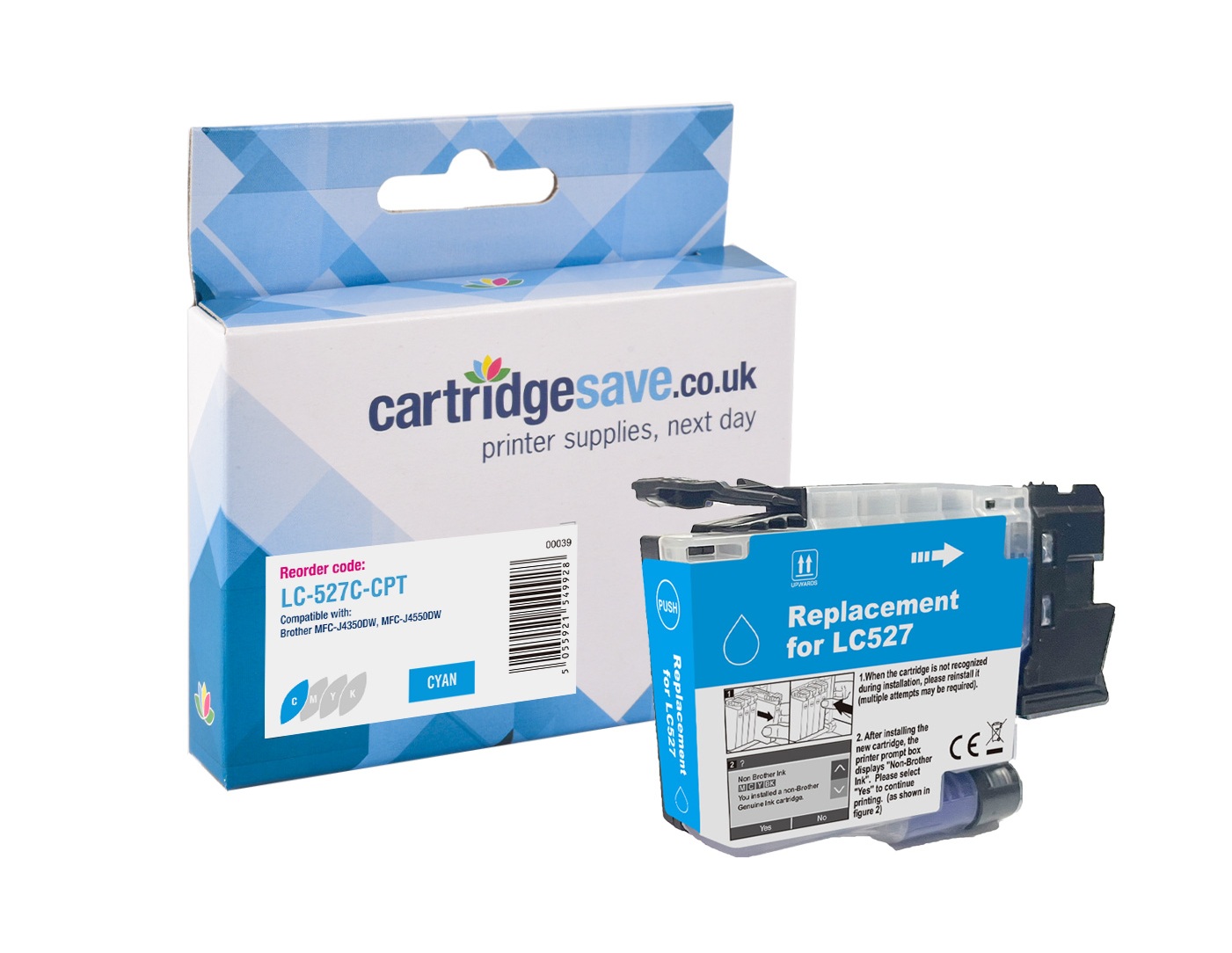Compatible Brother LC-527C Cyan Ink Cartridge 