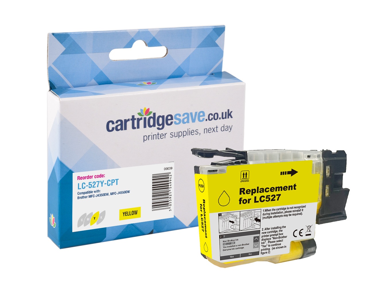 Compatible Brother LC-527Y Yellow Ink Cartridge 