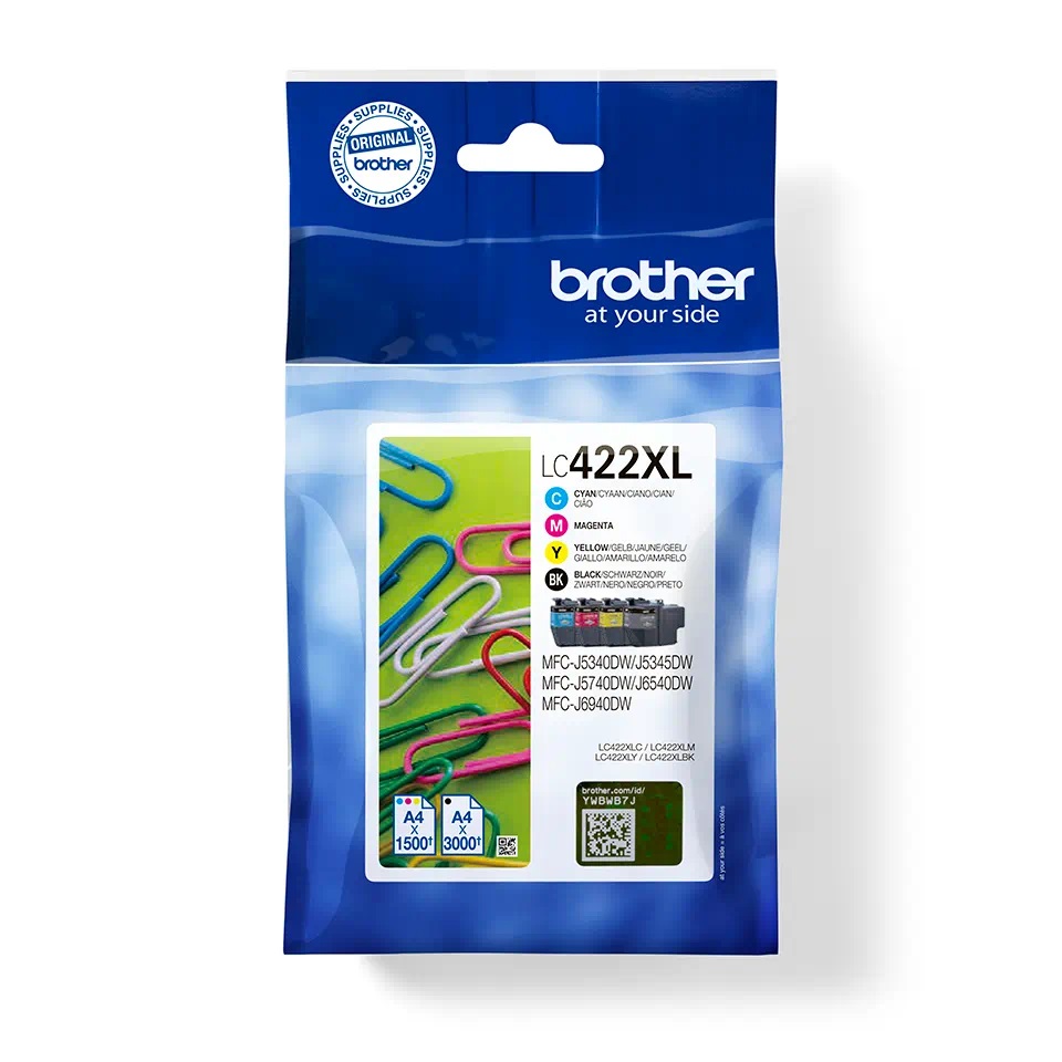 Brother LC422XLVAL High Capacity 4 Colour Ink Cartridge Multipack