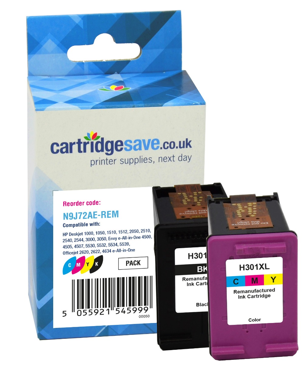 Compatible HP 301 Black & Tri-Colour Ink Cartridge Multipack (N9J72AE)