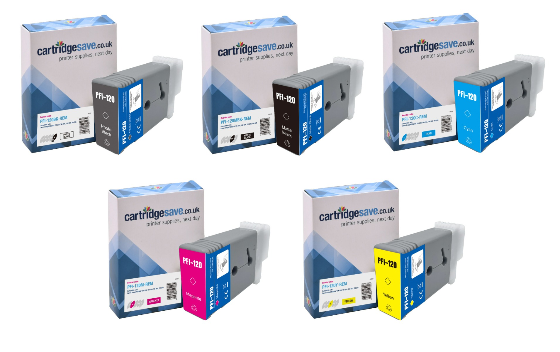 Compatible Canon PFI-120 5 Colour Ink Cartridge Multipack