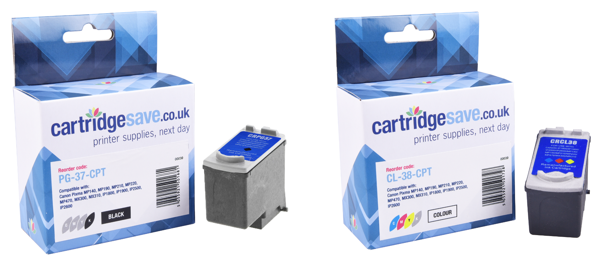 Compatible Canon PG-37 & CL-38 Light User Black & Tri-Colour Ink Multipack - (2145B001 & 2146B001)