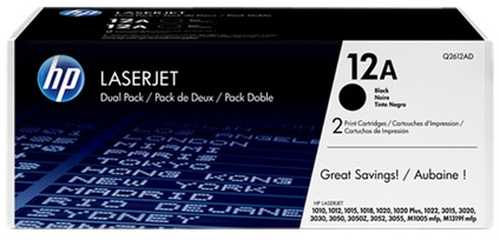 HP 12A Black Toner Cartridge Twin Pack - (Q2612AD)