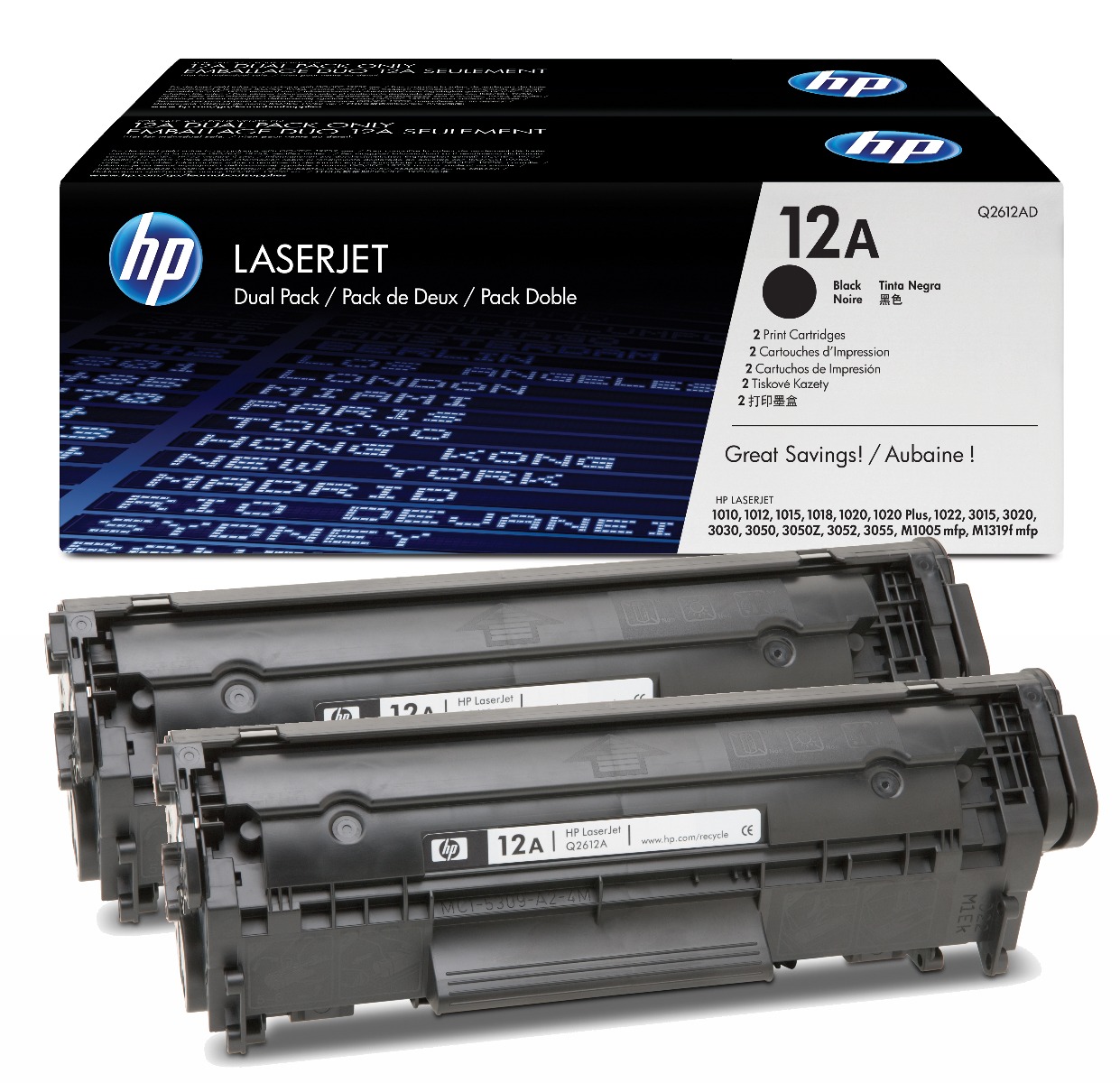 HP 12A Black Toner Cartridge Twin Pack - (Q2612AD)