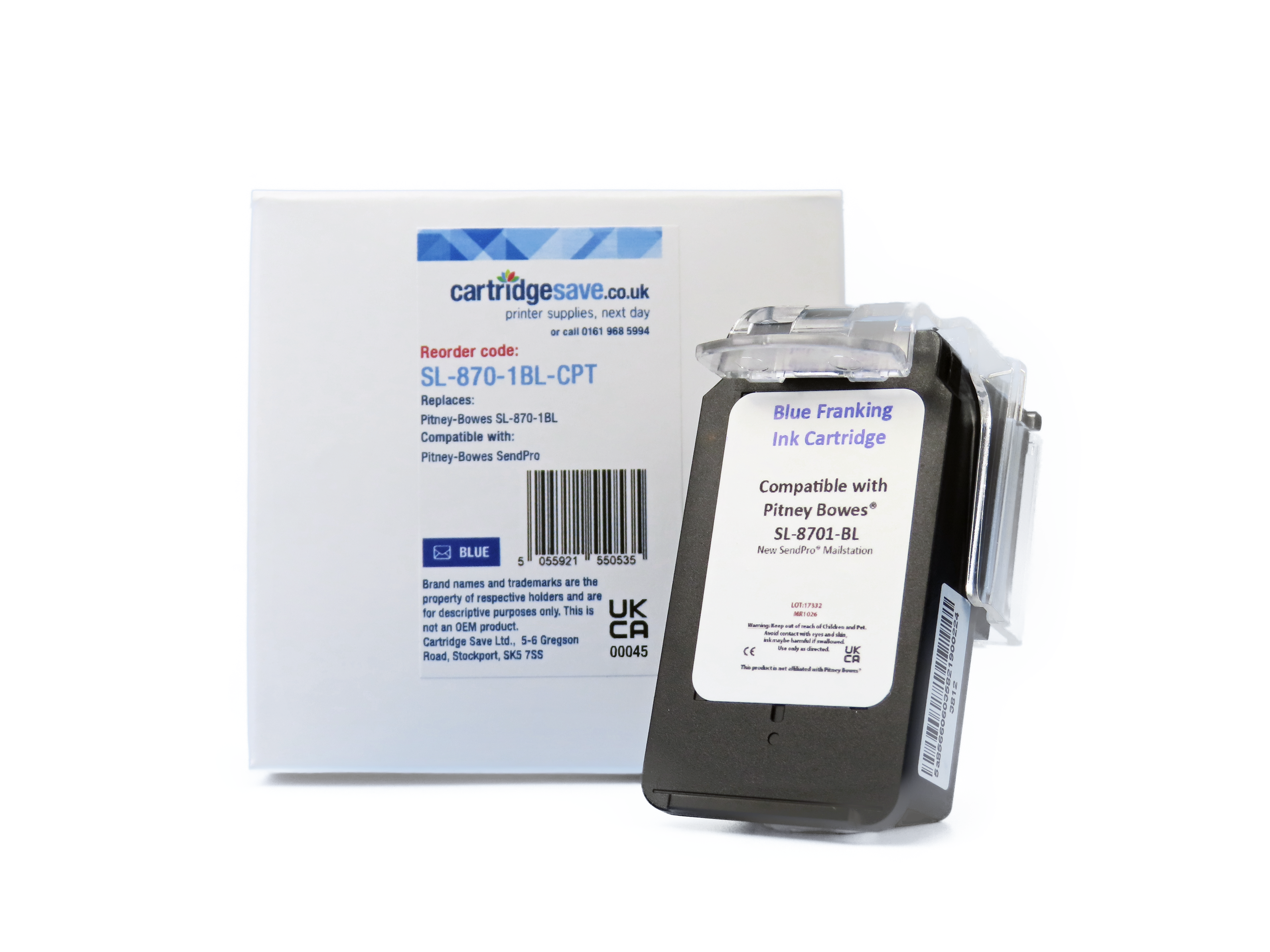 Compatible Pitney Bowes SL-870-1BL Blue Ink Cartridge