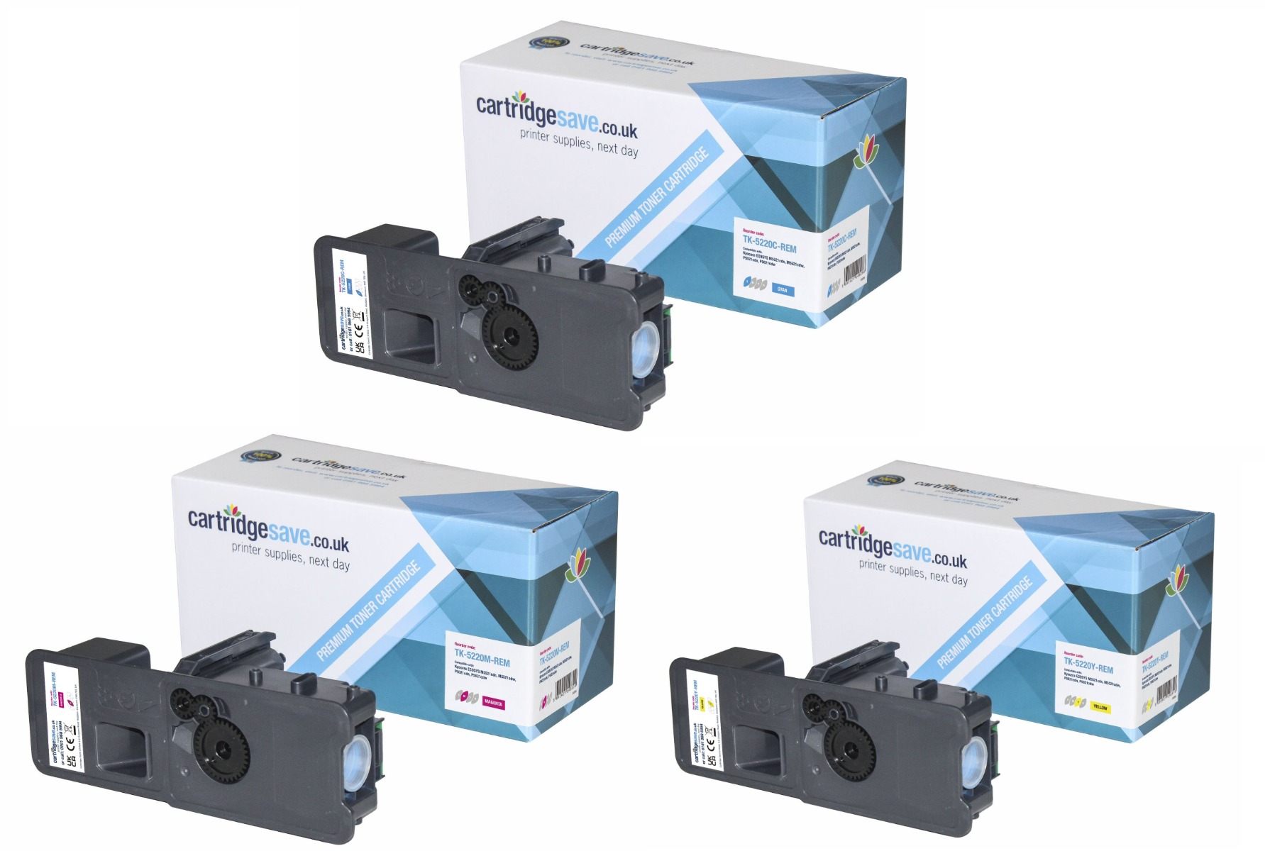 Compatible Kyocera TK-5220 3 Colour Toner Cartridge Multipack