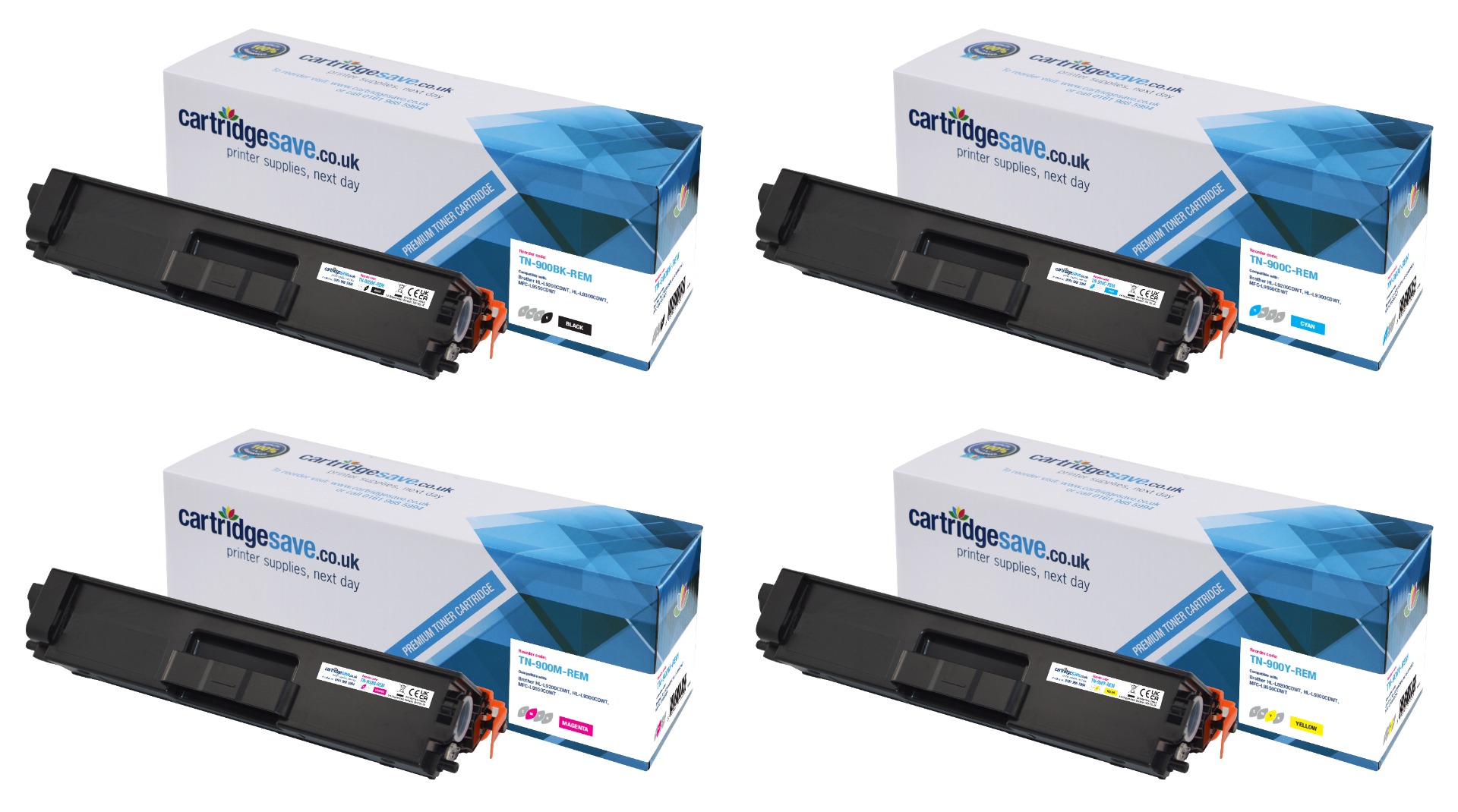 Compatible Brother TN-900 4 Colour Toner Cartridge Multipack