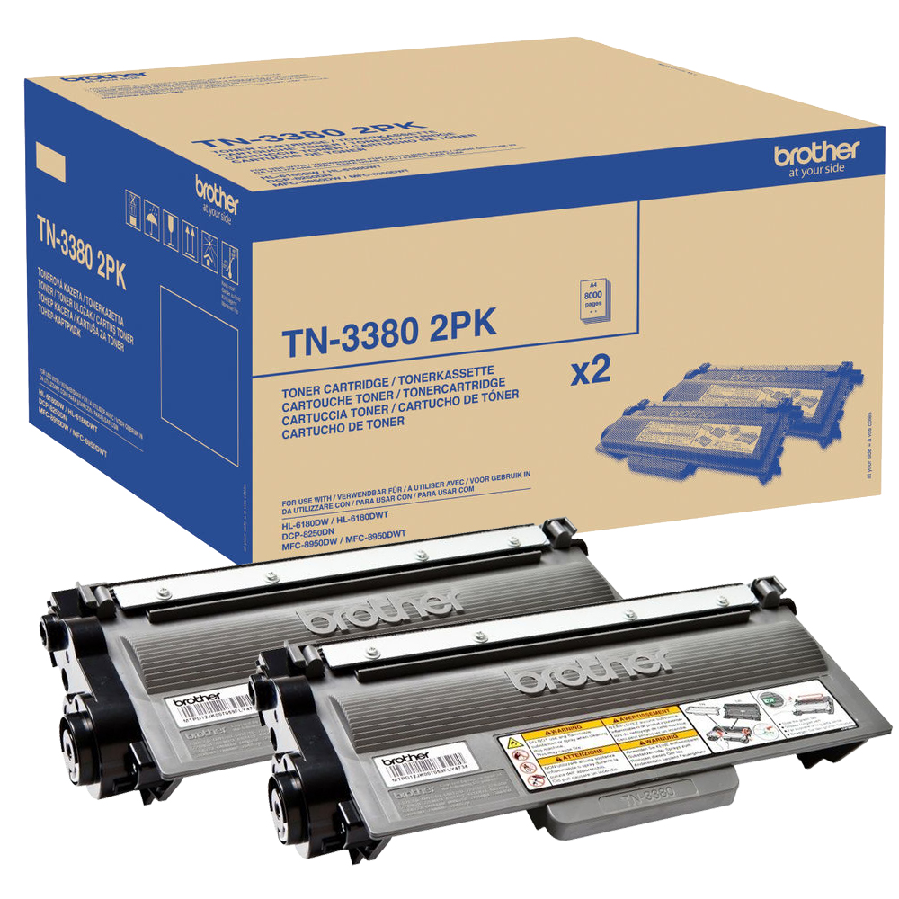 Brother TN3380 High Capacity Black Toner Cartridge Twin Pack