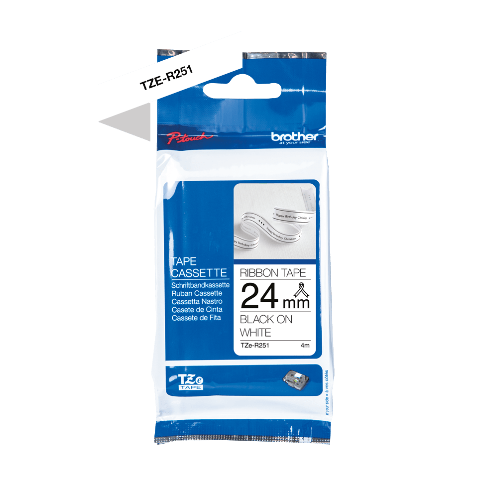 Brother TZE-R251 Black On White Non-Adhesive Ribbon Tape Cassette 24mm x 4m