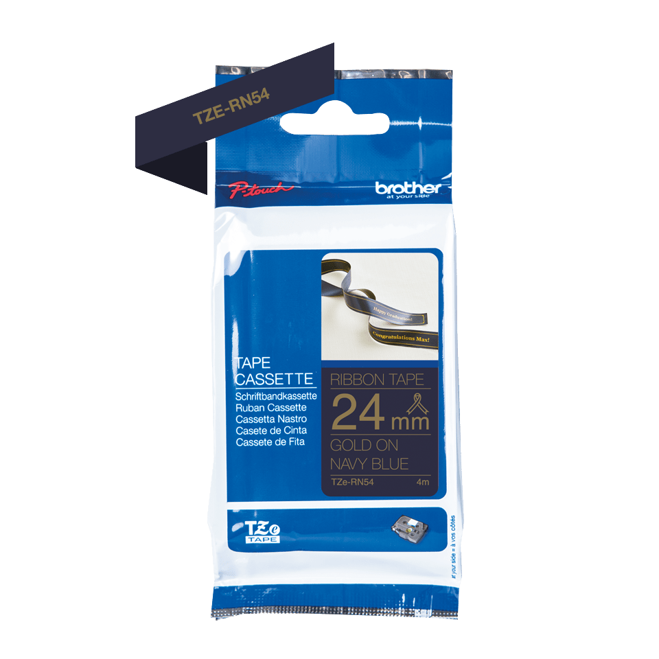 Brother TZE-RN54 Gold On Navy Non-Adhesive Labelling Tape Ribbon 24mm x 4m