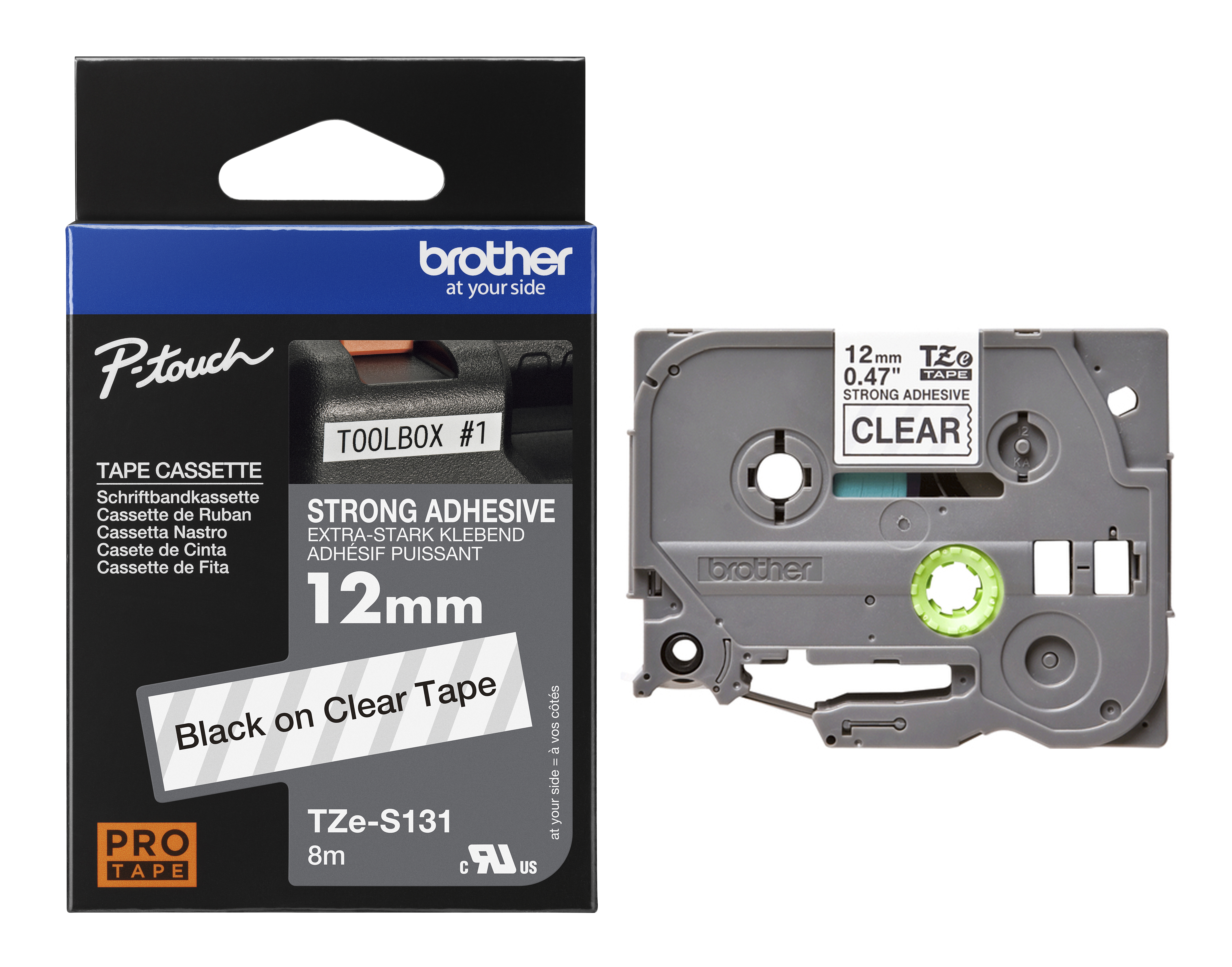 Brother TZe-S131 Black On Clear Strong Adhesive Laminated P-Touch Labelling Tape 12mm x 8m