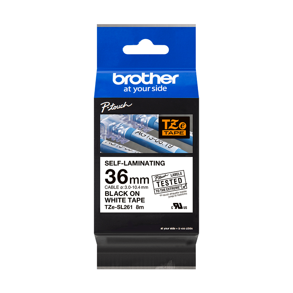 Brother TZE-SL261 Black On White Adhesive Self-Laminating Labelling Tape Cassette 36mm x 8m 