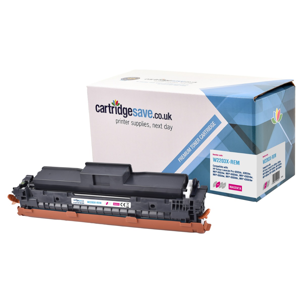 Compatible HP 220X High Capacity Magenta Toner Cartridge - (W2203X)