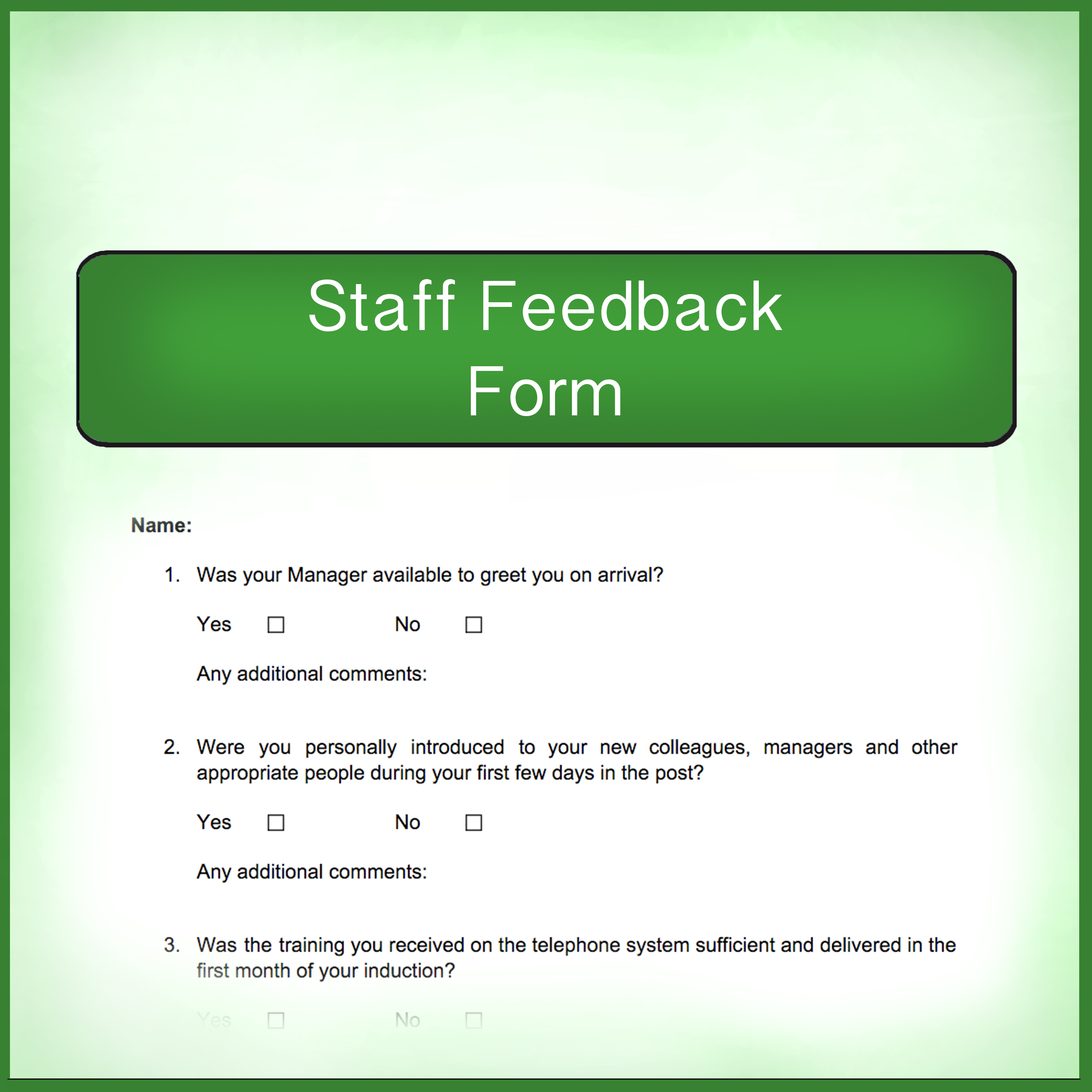 Staff Feedback Form Print What Matters